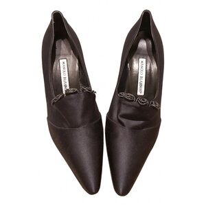 Manolo Blahnik Black Satin Heels